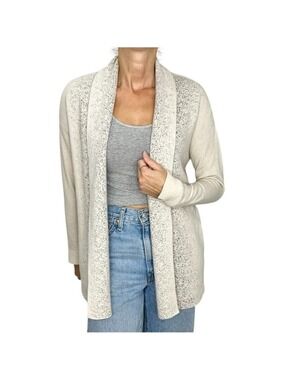 D Exterior Italy cashmere blend designer cream taupe metallic cardigan sweater S